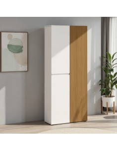 Armadio multiuso scarpiera ingresso 3 ante alto bianco laccato lucido rovere rigato cannettato