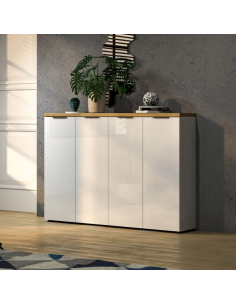 Scarpiera mobile ingresso 4 ante Bianco lucido/top rovere castagno 2