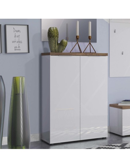mobile ingresso scarpiera 2 ante bianco lucido rovere
