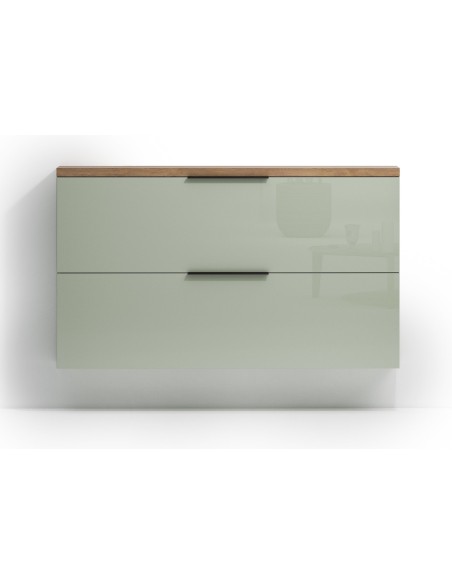 Scarpiera 2 ribalte sospesa Verde salvia lucido/Rovere castagno