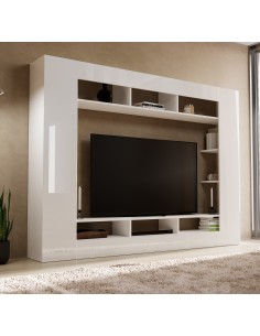 Parete soggiorno moderna bianco laccato lucido