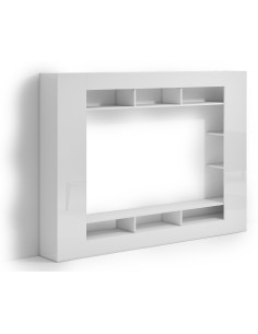 Parete soggiorno moderna bianco laccato lucido 2