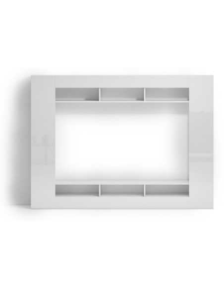 Parete soggiorno moderna bianco laccato lucido