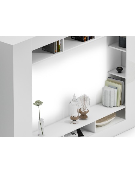 Parete soggiorno moderna bianco laccato lucido