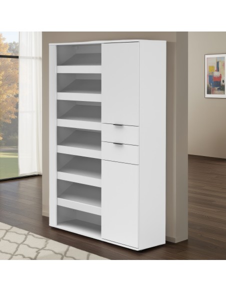 scarpiera mobile ingresso con cassetti bianco laccato lucido