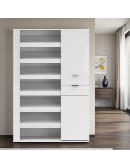 scarpiera mobile ingresso con cassetti bianco laccato lucido