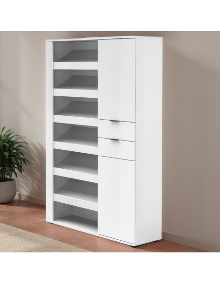 scarpiera mobile ingresso con cassetti bianco laccato lucido