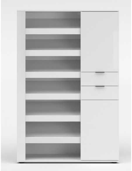 scarpiera mobile ingresso con cassetti bianco laccato lucido
