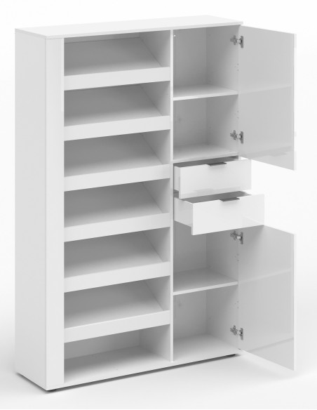 scarpiera mobile ingresso con cassetti bianco laccato lucido