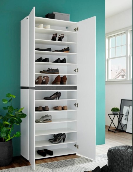 armadio mobile multiuso bianco lucido ossido 3 ante