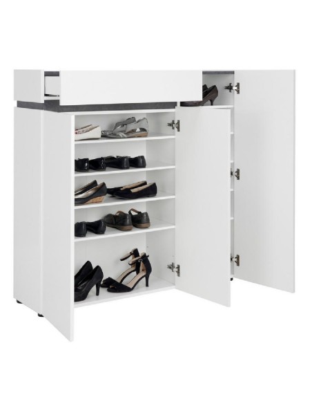 mobile ingresso scarpiera 3 ante 1 cassetto bianco lucido ossido