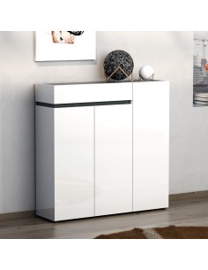 mobile ingresso scarpiera 3 ante 1 cassetto bianco lucido ossido