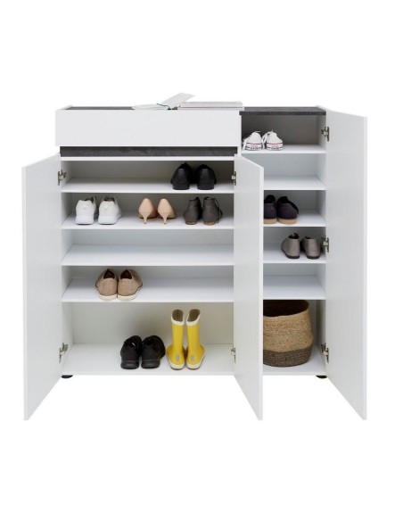 mobile ingresso scarpiera 3 ante 1 cassetto bianco lucido ossido