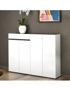 scarpiera ingresso 4 ante 1 cassetto bianco laccato lucido ossido