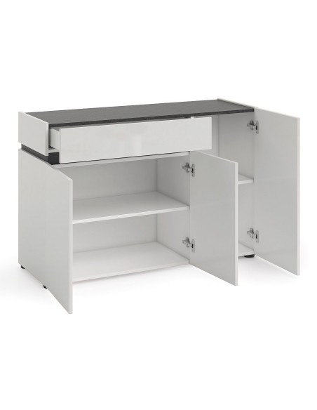 madia 3 ante 1 cassetto bianco laccato ossido