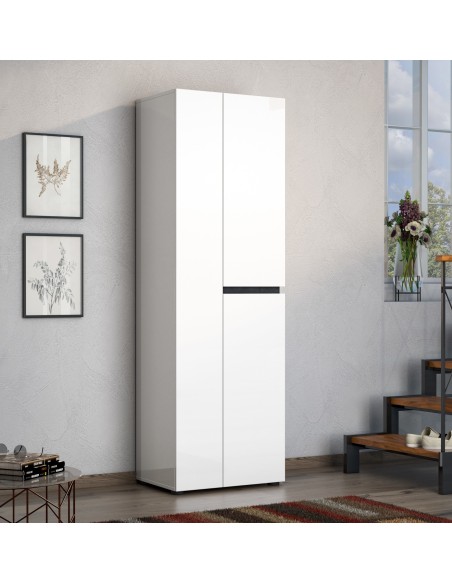 Armadio guardaroba 3 ante bianco laccato lucido ossido cm 60 x 190 h