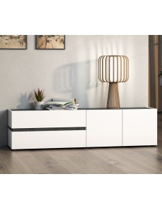 mobile porta tv 2 cassetti 2 ante bianco laccato lucido ossido