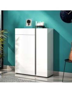 scarpiera atrium 2 ante 1 cassetto bianco laccato lucido/antracite