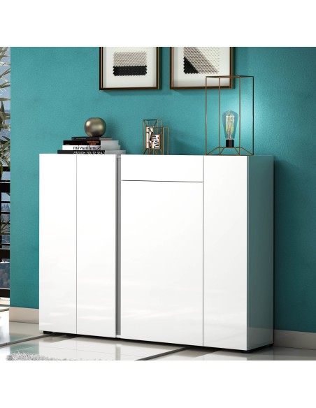 scarpiera mobile ingresso bianco laccato antracite 4 ante 1 cassetto