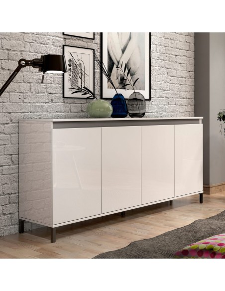 madia 4 ante su piedi bianco laccato lucido