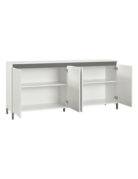 madia 4 ante su piedi bianco laccato lucido