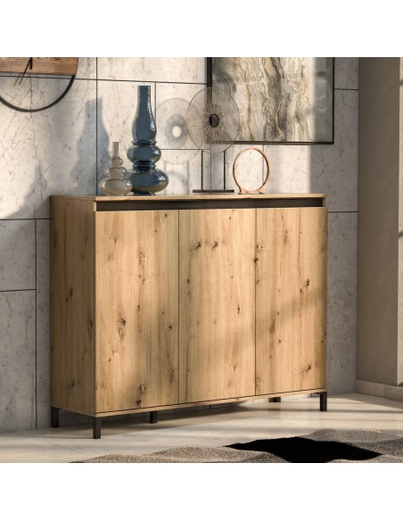 credenza alta su piedini rovere artisan 3 ante