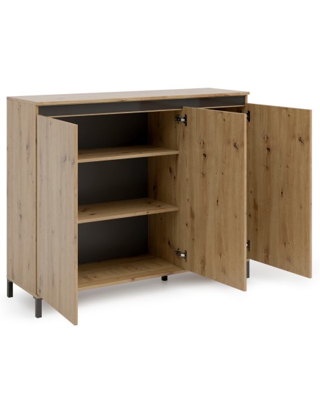 credenza alta su piedini rovere artisan 3 ante
