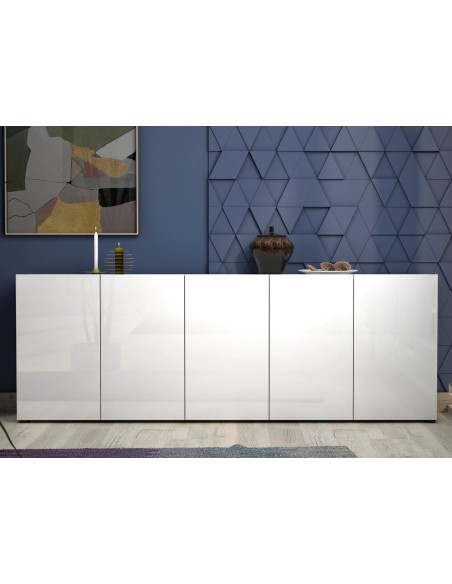 mobile madia grande 5 ante bianco laccato lucido