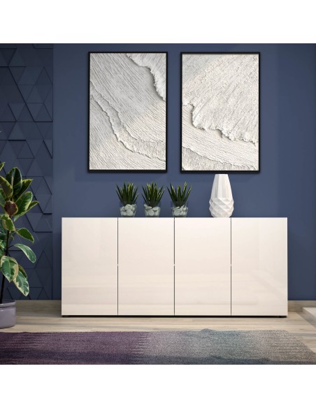 madia 4 ante mister bianco laccato lucido cm 180