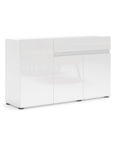 madia 3 ante - 1 cassetto bianco laccato lucido cm 135