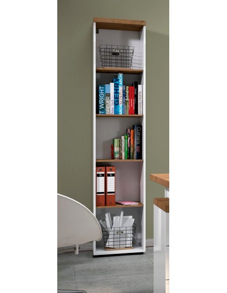 libreria ufficio alta bianco lucido rovere