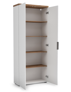 Mobile ufficio alto 2 ante Bianco laccato/Rovere castagno 2