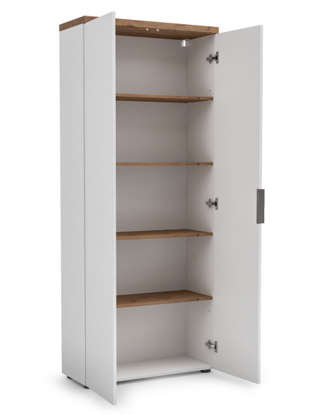 Armadio ufficio per archivio alto bianco laccato rovere