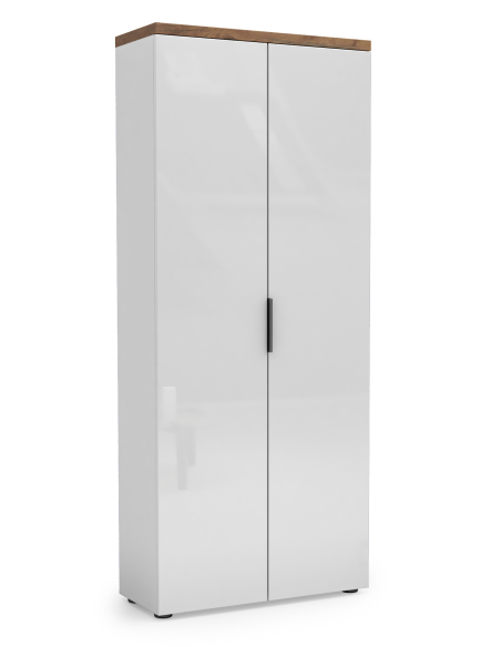 Armadio ufficio per archivio alto bianco laccato rovere
