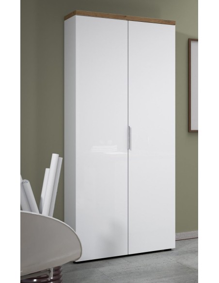 Armadio ufficio per archivio alto bianco laccato rovere