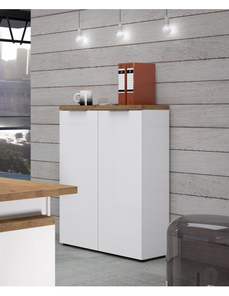 armadio ufficio bianco laccato rovere 80 cm 2 ante