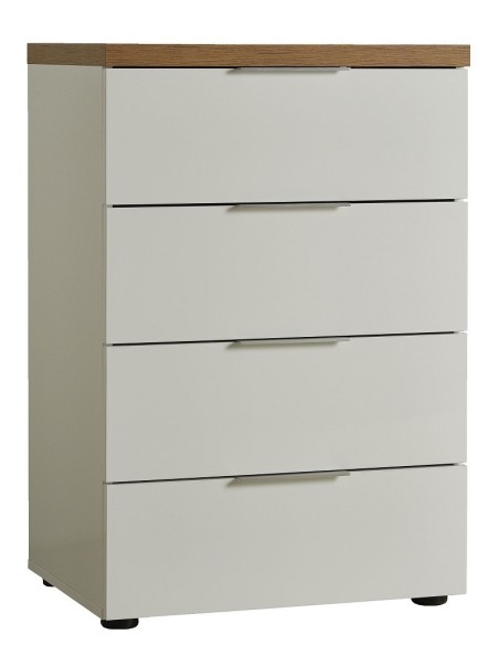 cassettiera 4 cassetti bianco laccato/rovere