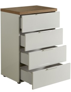 Cassettiera 4 cassetti Bianco laccato/Rovere castagno 2