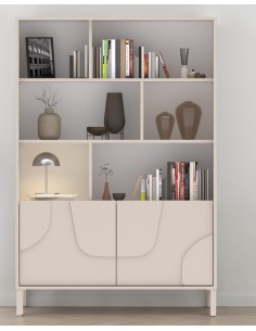 Madia 2 ante alta con vani su piedini cashmere ante geometriche 2