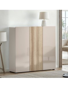 scarpiera 3 ante 10 ripiani cashmere lucido/rovere