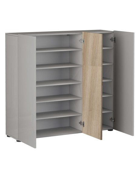 scarpiera 3 ante 10 ripiani cashmere lucido/rovere