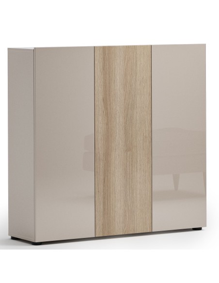 scarpiera 3 ante 10 ripiani cashmere lucido/rovere