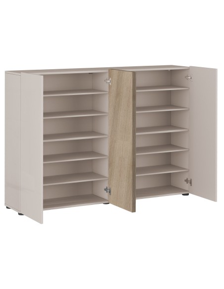 Scarpiera  mobile ingresso 4 ante cashmere lucido / rovere