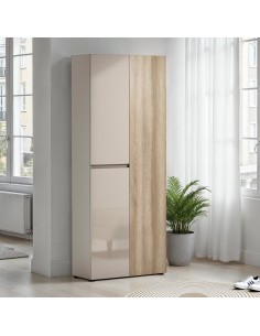 Armadio multiuso scarpiera 3 ante cashmere laccato lucido - rovere altezza 2 metri