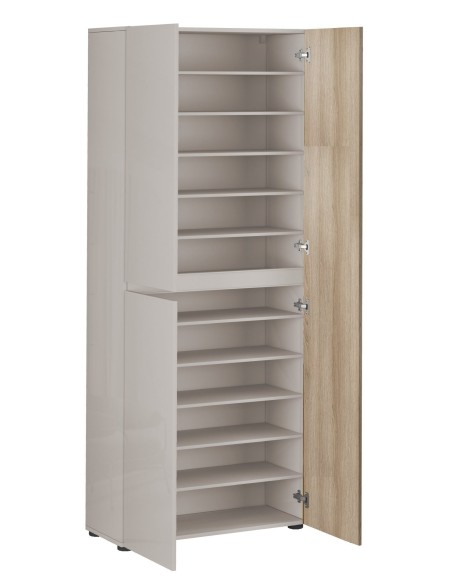 Armadio multiuso scarpiera 3 ante cashmere laccato lucido - rovere altezza 2 metri