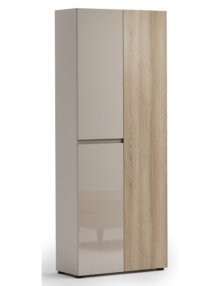 Armadio multiuso scarpiera 3 ante cashmere laccato lucido - rovere altezza 2 metri