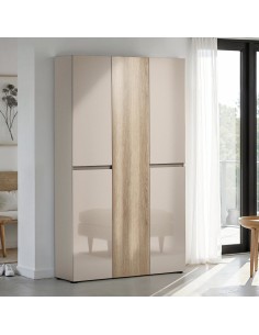 armadio scarpiera multiuso 5 ante grande cm 120 cashmere lucido / rovere
