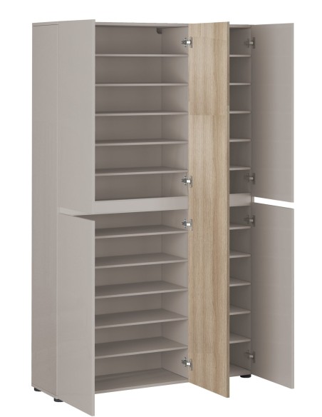 armadio scarpiera multiuso 5 ante grande cm 120 cashmere lucido / rovere