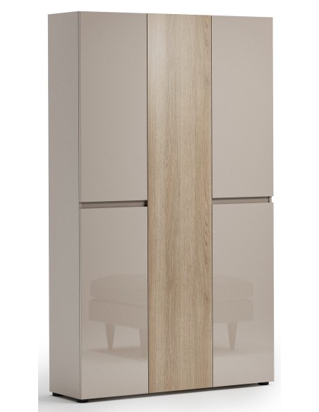 armadio scarpiera multiuso 5 ante grande cm 120 cashmere lucido / rovere