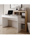 scrivania 1 cassetto con libreria cm 138 bianco lucido/ rovere